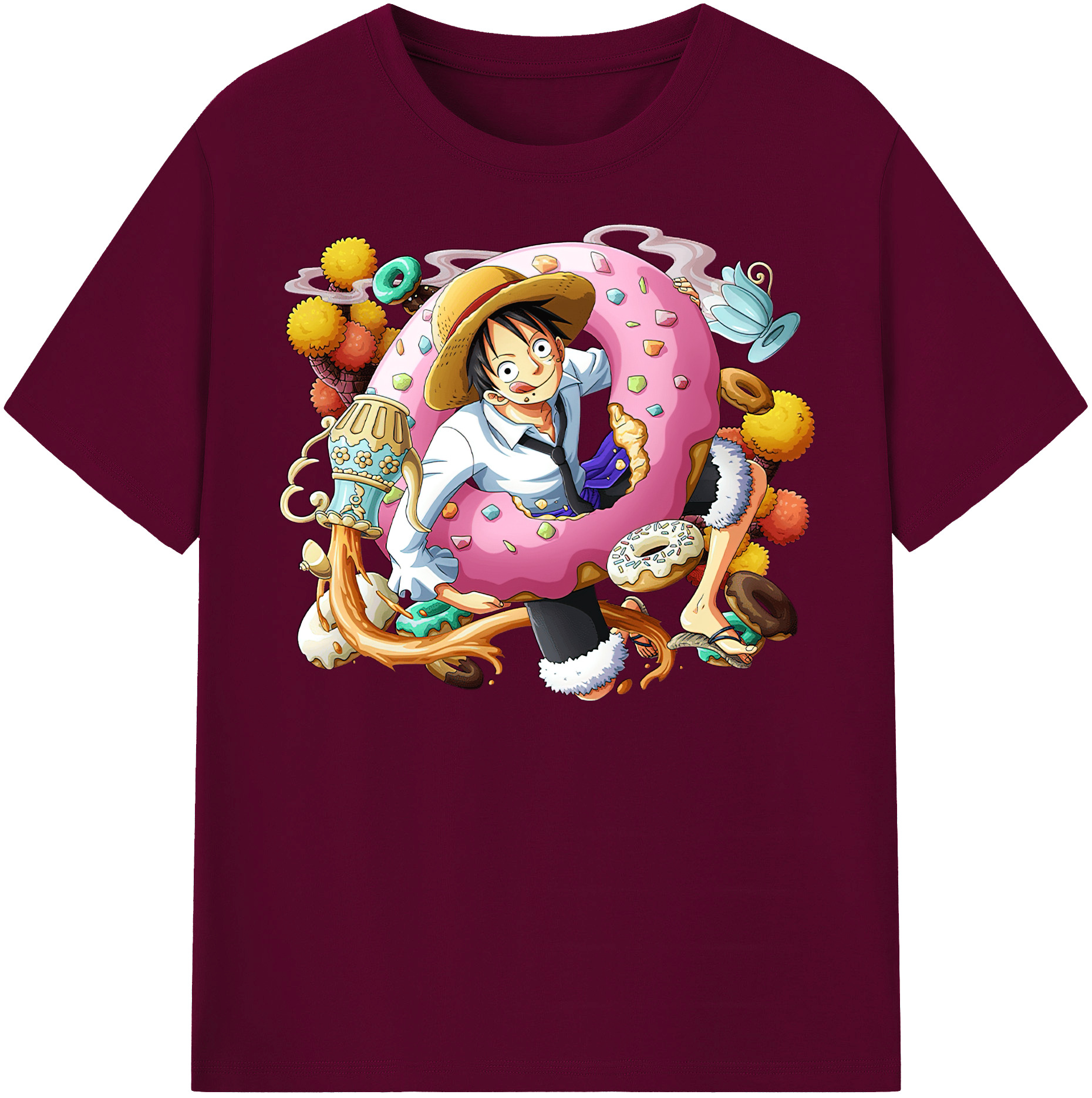 ワンピース モンキー・D・ルフィ ONE PIECE Monkey D. Luffy レディースカジュアルプリントTシャツ（綿100％）